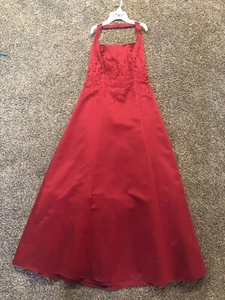 Michael Angelo Red Formal Dress With Flower And Jewel Design At Top. Size 8 - Picture 1 of 8