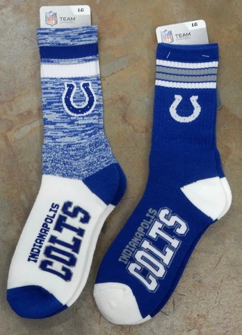 2 Pack NFL Indianapolis Colts Socks Gift Set Retro Deuce 4 Stripe Large Blue Cover