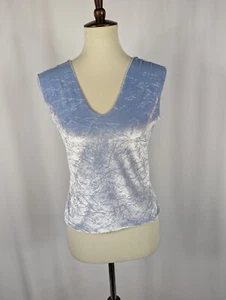 Rave Baby Blue Velvet Tank Top Retro Vintage Y2K Club Made in USA Sz Large L - Picture 1 of 6
