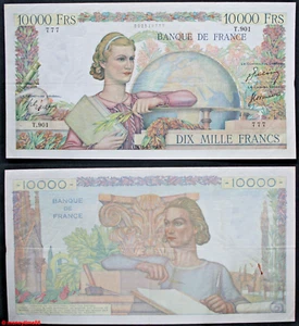 Banknote 10000 Francs GENIE FRANCAIS vom 14.9.1950 in sehr gutem Zustand + - Bild 1 von 1