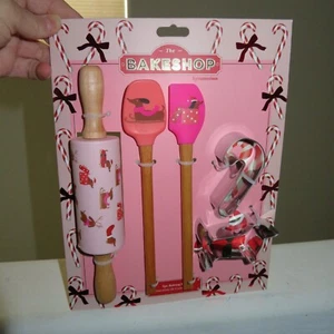 5pc Baking Set - Dachshund Christmas Holiday Rolling Pin Spatula Bakeshop NIP - Picture 1 of 5