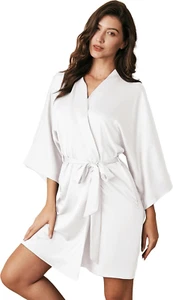 Women'S Silk Robe Satin Kimono Robe for Bride Bridesmaids Short Bridal Party Rob - Picture 1 of 12