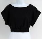 Rebecca Vallance Layla Crop Top Shirt Linen Size 4 Black Keyhole