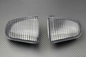 Pair of White Clear Rear Turn Signals KAWASAKI ZZR 1100 / ZX11 ZXT10C 1990-1992 - Picture 1 of 4