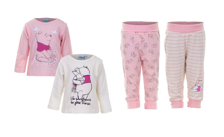 Girls Disney Baby Winnie The Pooh 2 Piece Baby Trouser Set x 2 100% Cotton - Image 1 of 1