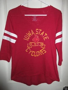 Iowa State Cyclones Womens Long Sleeve T-Shirt Size Small Blue 84 Burn Out - Picture 1 of 4
