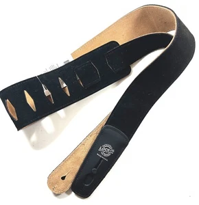 Lock It Guitar Strap 2.75 inch wide Black Suede Leather Ends Built In Strap Lock - Picture 1 of 5