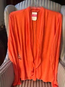 NWT. Fresh Produce Cardigan Solid Red Coral Bliss White Open Front (1X) - Picture 1 of 5