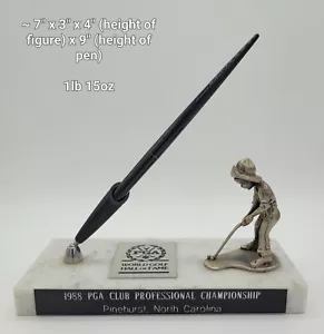 Vintage Marble & Pewter 1988 PGA Golf Figurine & Black Pen Holder Made In Italy - Picture 1 of 15