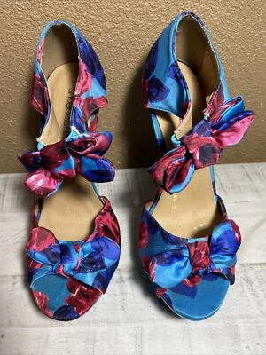 Zapatos Maddison Floral Rosa Rojo Azul Tacones Altos Talla 6.5 Foto 1 de 4