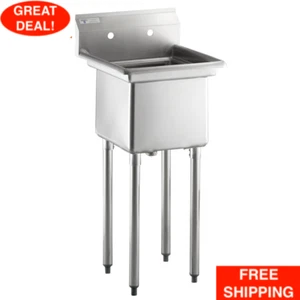 20 1/2" 18 Gauge Stainless Steel One Compartment Commercial Sink NSF Restaurants - Picture 1 of 12