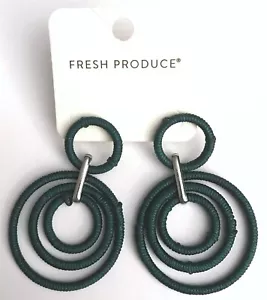 FRESH PRODUCE Green Large Wrapped 4 HOOP Drop Tropical Earrings NWT New - Picture 1 of 1
