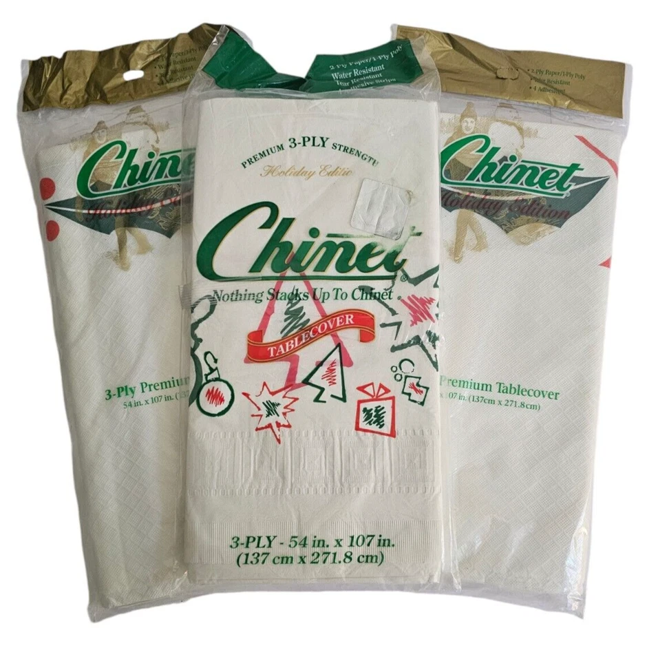 Chinet Table Cover Holiday Edition Premium 3 Ply Strength 54 X 107 Christmas