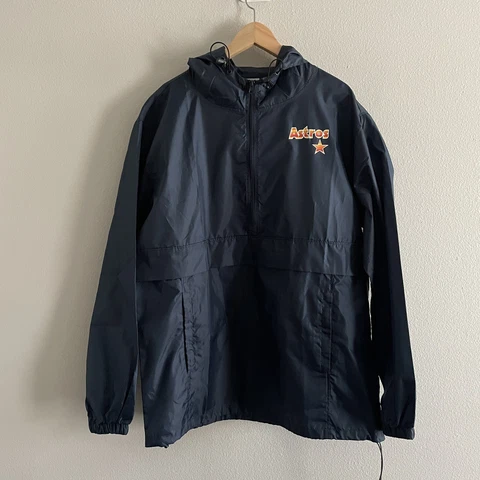 Houston Astros Batting Practice Windbreaker Pullover Blue Anorak SIZE M TALL Cover