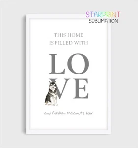 Alaskan Malamute "This Home" Druck/ungerahmtes Bild, lustiges Hund Zitat/Wandbild/Geschenk - Bild 1 von 1