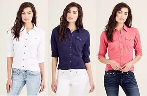 True Religion Brand Jeans Crystal Logo Knit Georgia Women's Shirt - NWT - Picture 1 of 1