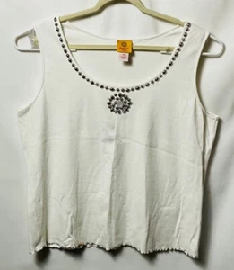 Ruby Rd Women Beaded Elegant Top Sleeveless Size 2X White - Bild 1 von 4