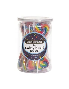 Lolliland Swirl Rainbow Heart Lollipops 12g x 24 - Picture 1 of 1