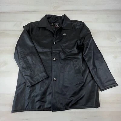 A Collezioni Italia Mens Jacket Large Black Faux Leather Button Up Collared New - Image 1 of 4