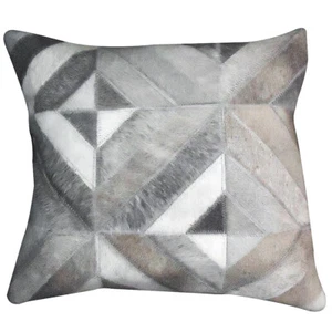 92HS Hilason Pl503-F Cowhide Leather Hair-On Patchwork Cushion Pillow Cover - Picture 1 of 3
