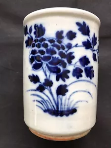 Antiker chinesischer blau-weißer Pinseltopf aus Porzellan, Ende 17 Jh. - Bild 1 von 10
