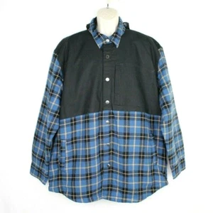 Veste homme Craftsman en flanelle 2xl capuche amovible doublée bleu vêtement de travail - Photo 1/5