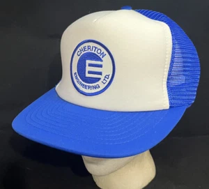 Vtg Cheriton Engineering Trucker Snapback Hat Edmonton Alberta Logo Patch Cap - Foto 1 di 11