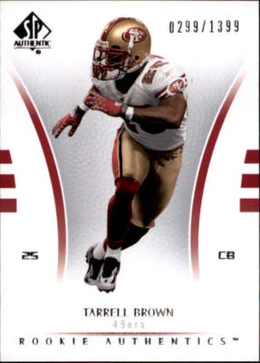 B0364- 2007 SP Authentic #130 Tarell Brown RC /1399 - NM-MT - Image 1 of 2