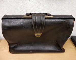 60s/70s Black Leather Briefcase Bag 44x33 60s 70s Vintage - Picture 1 of 7