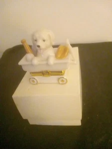 LENOX The WAGON OF SURPRISE PUPPY TREASURE BOX With Gold Charm - Picture 1 of 2