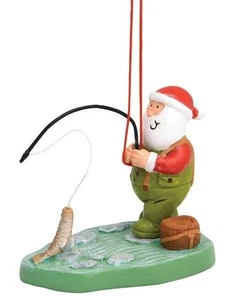 Cape Shore Christmas Resin Ornament, Santa Fly Fishing, Holiday Tree Decoration - Picture 1 of 1