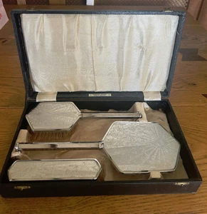 Vintage Boxed Dressing Table Set Hand Mirror And Brushes - Picture 1 of 9