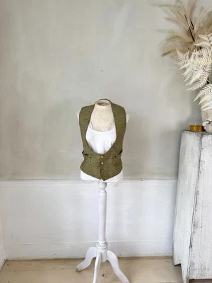 30-32 талии 1890-1910 викторианской Эдвардианской жилет шерсти в полоску полоски мужской одежды w - Изображение 1 из 4