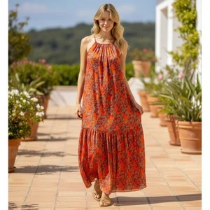 FRNCH Aneth ärmelloses Maxikleid Blumenmuster Seidenmischung Damengröße Small Boho - Bild 1 von 12