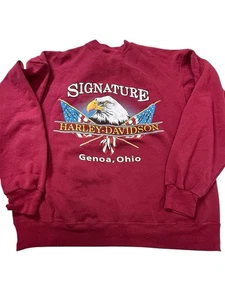 Felpa girocollo vintage Harley-Davidson Eagle XL bordeaux USA Hanes anni 90 - Foto 1 di 6