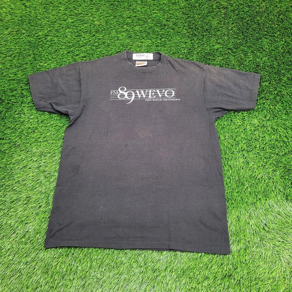 Camisa vintage años 80 New-Hampshire WEVO 89.1 FM para mujer L/XL 21x27 negra Foto 1 de 4