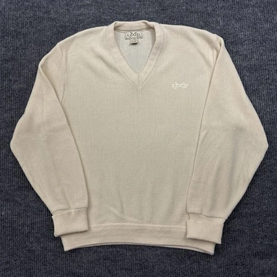 Suéter Preppy Acrílico Cuello en V Izod De Colección Crema XL Foto 1 de 4