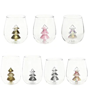 Tazza Acqua in Vetro per Albero di Natale Creativa 3D Tazza Glitter Colorata Natalizia;, - Foto 1 di 18