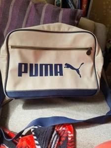 PUMA Sports Bag Faux Leather Cream And Blue - Picture 1 of 9