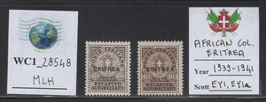WC1_28548. ITALIAN COL.:ERITREA. 1939-41 auth. deliv. stamps. Sc.EY1,EY1a. MLH - Picture 1 of 1