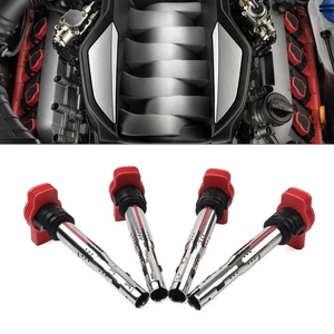 4Pcs Ignition Coil UF529 Red For Audi A3 A4 A5 Q5 TT VW Beetle Golf Jetta Passat - Picture 1 of 11