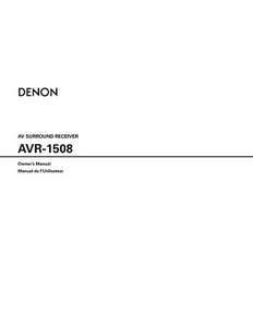 Denon AVR-1508 AV Receiver Owners Manual - Imagen 1 de 1