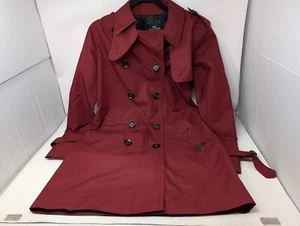 NICE! Coach Women’s Trench Coat Red Belted Double Breasted Size Small (UX) - Picture 1 of 13