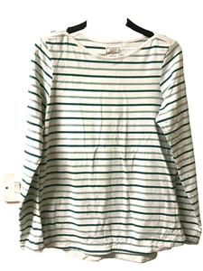 Fat Face Retro DARK GREEN Long Sleeve Striped Top Organic Cotton -Size 12 - Picture 1 of 10