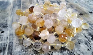 Nat Madagascan Golden Healer Quartz, Faceted Tear Drop, 10x8mm, Approx 37 pce - Picture 1 of 5