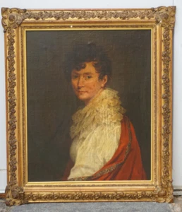 Gemälde Portrait Selbstbildnis sig. Lucille Foullon 1814 Öl Leinwand Frankreich - Bild 1 von 14