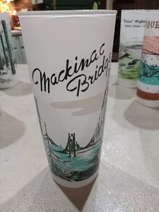1950S Mid Century Modern Mackinac Bridge MI Frosted Tom Collins Tumbler - Picture 1 of 1