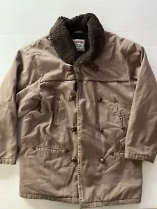 Vintage Big Star Barnstormer Coat Shearling Jacket Size Medium Brown Button Up - Picture 1 of 13