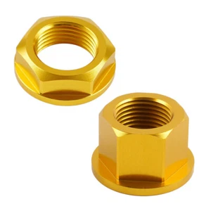 Suzuki DR-Z 400/E/S/SM 2000-2022 Front and Rear Axle wheel Flanged Nuts Gold - Picture 1 of 7