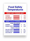 Food Temperature Safety Sign Sticker, PVC Board High Glossy Finish 